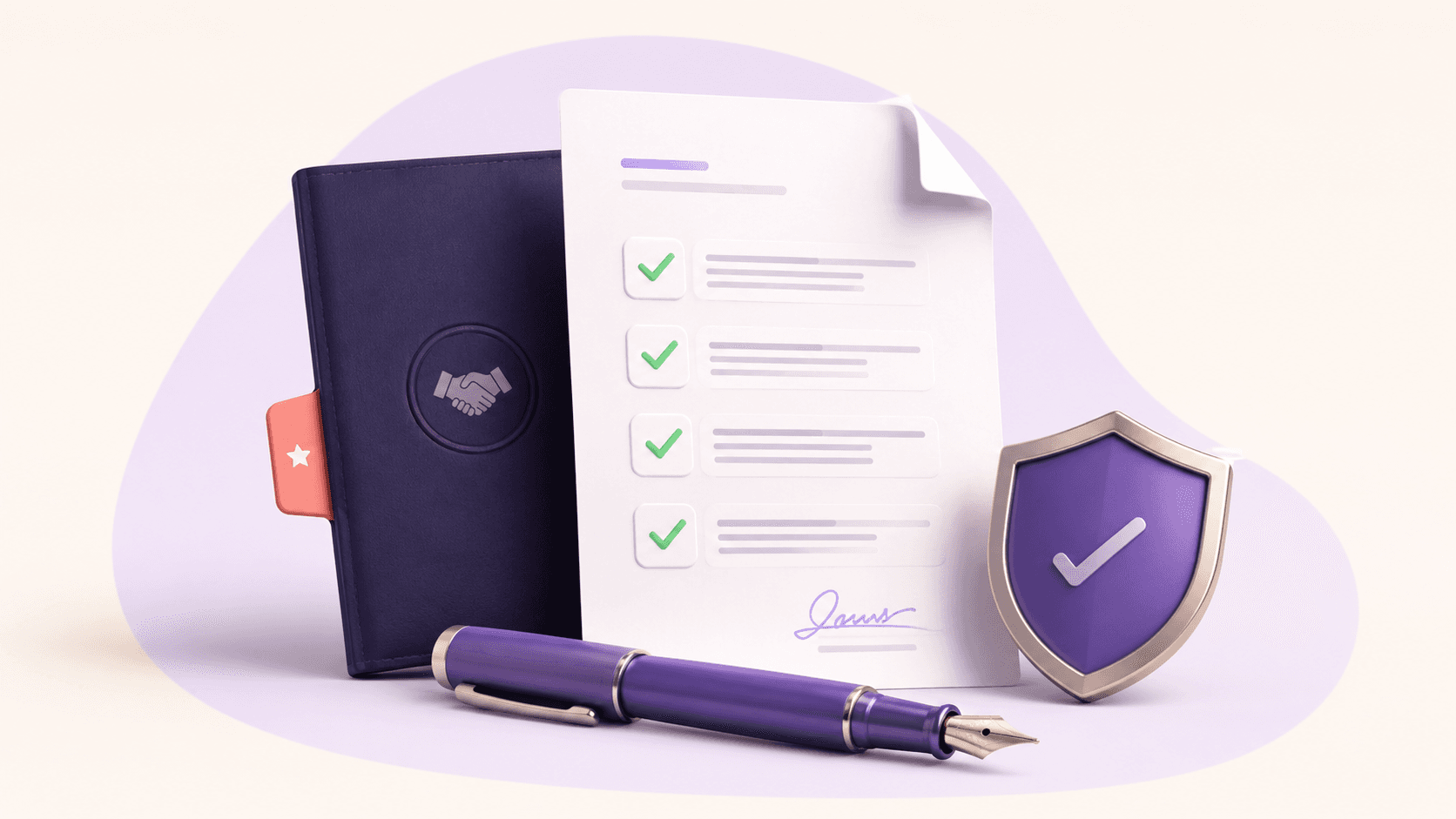 Een creator die op een laptop een digitaal contract voor een brand deal onderteknt in een lichte studio.
